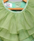 Lime Green Organza Ruffled Blouse With Cotton Zari Lehnga