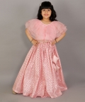Light Pink Organza Ruffled Blouse With Cotton Zari Lehnga