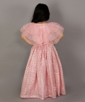 Light Pink Organza Ruffled Blouse With Cotton Zari Lehnga