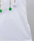 Tricolor Pom Pom Gota Finishing White Kurta Pyjama