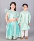 Green Zari Organza Blouse With Net Lehnga