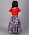 Red And Blue Zari Embroidery Lehnga Set