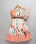 Floral Printed Off Shoulder Lehnga Set With Attached Dupatta