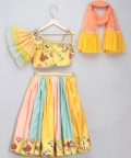 Yellow Floral Printed Off Shoulder Lehnga Set
