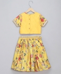 Yellow Floral Printed Lehnga Set