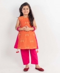 Rust-Pink Embroidered Kurta Set