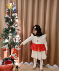 White And Red Net Reindeer Dress With Matching Facemask