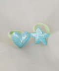 Heart-Star Clip Hair Ties,Light Blue