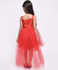 Partywear Dress With Tail-Red