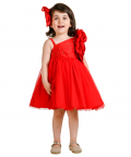Diamond Embelished Flower Sleeve Partywear Dress