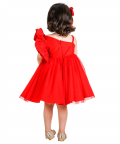 Diamond Embelished Flower Sleeve Partywear Dress