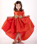 Flower Embelished Asymetric Gown