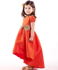 Flower Embelished Asymetric Gown