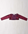 Flower Embelished Top And Flared Skirt With Full Sleeve Shrug-Maroon
