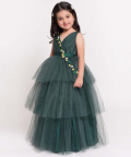 Flower Embelished Fit And Flare Gown
