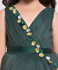 Flower Embelished Fit And Flare Gown