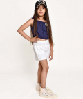 Jelly Jones Flower Emblished Top With White Shorts-Navy
