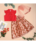 Rosy Red Lehenga, Blouse & Dupatta Set