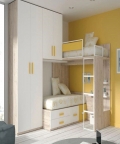 Nomy Cream Bunk Bed With Wardrobe