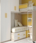 Nomy Cream Bunk Bed With Wardrobe