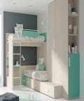 Nida Beige Bunk Bed With Wardrobe