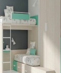 Nida Beige Bunk Bed With Wardrobe