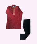 Block Printed Maroon Embroidered Kurta