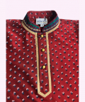Block Printed Maroon Embroidered Kurta