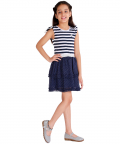 Stripe Top Dress With Silver Dot Skirt