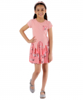 Front Tie Up Dress With Printed Skirt