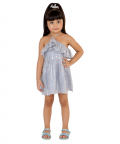 Lurex Cotton Stripe Frill Halter Dress