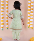 Lime Green High-Low Embroidered Kurta Patiala