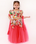 Floral Print Ghaghra Set With Dupatta