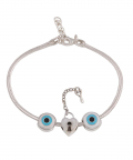 Evil Eye And Heart Lock Charm Bracelet