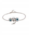 Evil Eye And Heart Lock Charm Bracelet