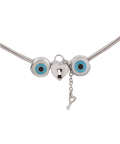 Evil Eye And Heart Lock Charm Bracelet