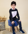 Black Shirt With Violet Collar