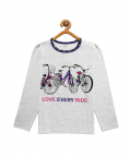 Grey Full Sleeves Biking Cotton T-Shirt