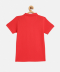 Kids Red Half Sleeves Cotton Polo T-Shirt