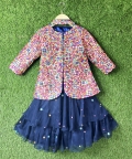 Multicolored Patra Work Jacket And Lehenga Set