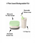Miniware Sip & Snack- Suction Bowl with Sippy Cup Feeding Set  Vanilla/Lime