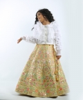 Golden Leather Applique Indowestern Set
