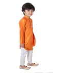 Orange Cowl Kurta With Car Buttons