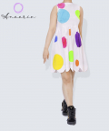 Peekaboo Dress Polka White