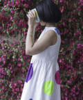 Peekaboo Dress Polka White