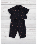 Baloon Pant And Crop Top Set Black