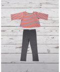 Stretchable Chic Orange Stripe Set
