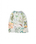 Ivory And Aqua Colour Printed Canvas Apron with Mittens and Pouch Set In Gift Box