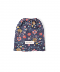 Cream And Navy Colour Printed Canvas Apron With Pouch