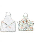 Ivory And Aqua Colour Printed Canvas Apron With Pouch
